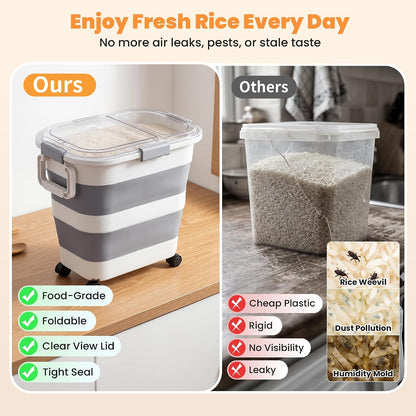 30 Lbs Rice Container, Collapsible Dog Food Storage Container