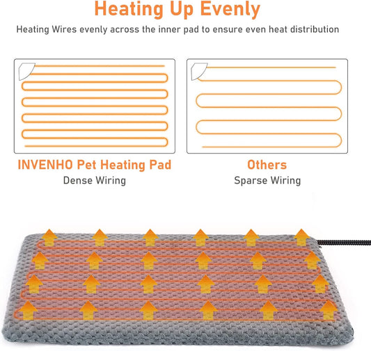 Heated Cat Bed, Waterproof Adjustable Temperature Dog Cat Heating Pad with Timer, Indoor Pet Heating Pad for Cats Dogs Electric Pads for Dogs Cats, Pet Heated Pad (S: 18" x 16")