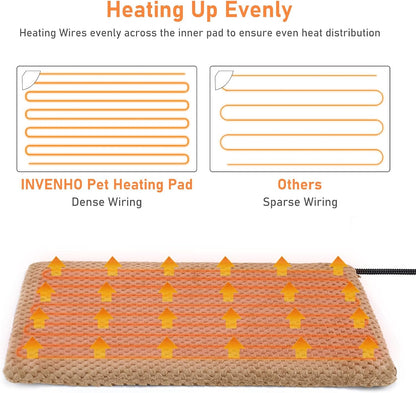 Heated Cat Bed, Waterproof Adjustable Temperature Dog Cat Heating Pad with Timer, Indoor Pet Heating Pad for Cats Dogs Electric Pads for Dogs Cats, Pet Heated Pad (S: 18" x 16")