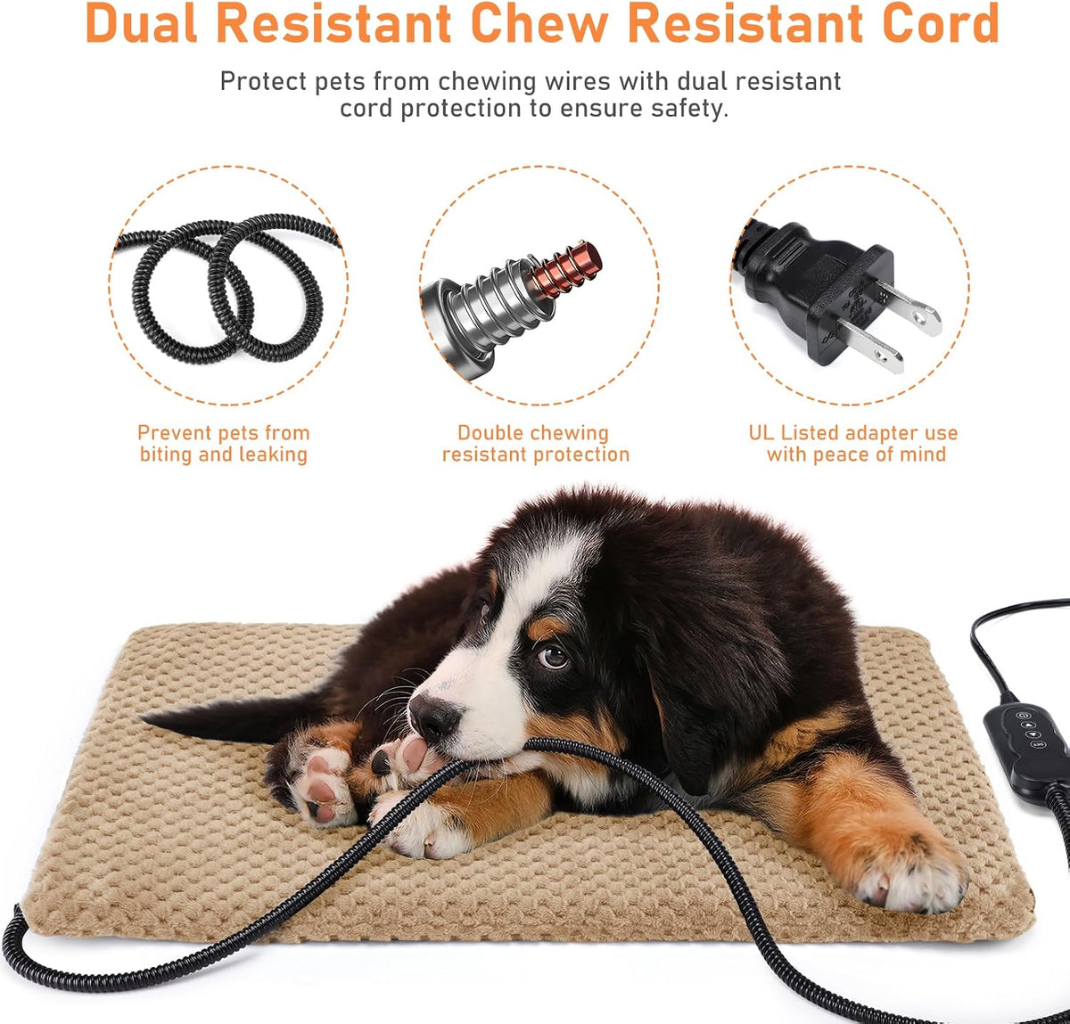 Heated Cat Bed, Waterproof Adjustable Temperature Dog Cat Heating Pad with Timer, Indoor Pet Heating Pad for Cats Dogs Electric Pads for Dogs Cats, Pet Heated Pad (S: 18" x 16")