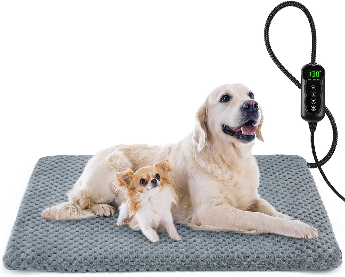 Heated Cat Bed, Waterproof Adjustable Temperature Dog Cat Heating Pad with Timer, Indoor Pet Heating Pad for Cats Dogs Electric Pads for Dogs Cats, Pet Heated Pad (S: 18" x 16")