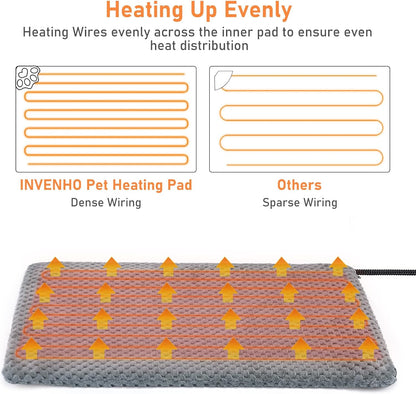 Heated Cat Bed, Waterproof Adjustable Temperature Dog Cat Heating Pad with Timer, Indoor Pet Heating Pad for Cats Dogs Electric Pads for Dogs Cats, Pet Heated Pad (S: 18" x 16")