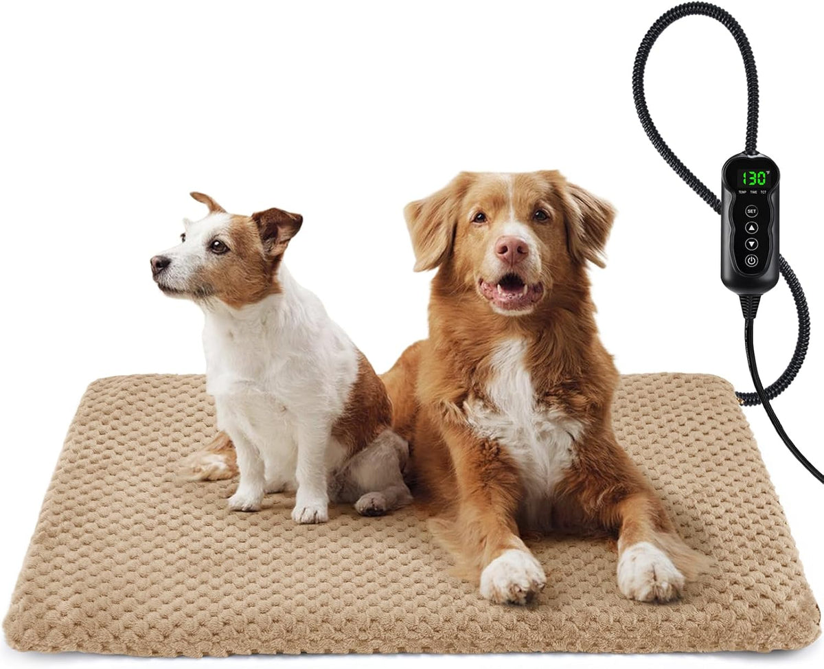Heated Cat Bed, Waterproof Adjustable Temperature Dog Cat Heating Pad with Timer, Indoor Pet Heating Pad for Cats Dogs Electric Pads for Dogs Cats, Pet Heated Pad (S: 18" x 16")