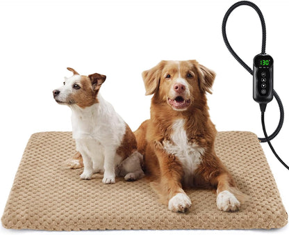 Heated Cat Bed, Waterproof Adjustable Temperature Dog Cat Heating Pad with Timer, Indoor Pet Heating Pad for Cats Dogs Electric Pads for Dogs Cats, Pet Heated Pad (S: 18" x 16")