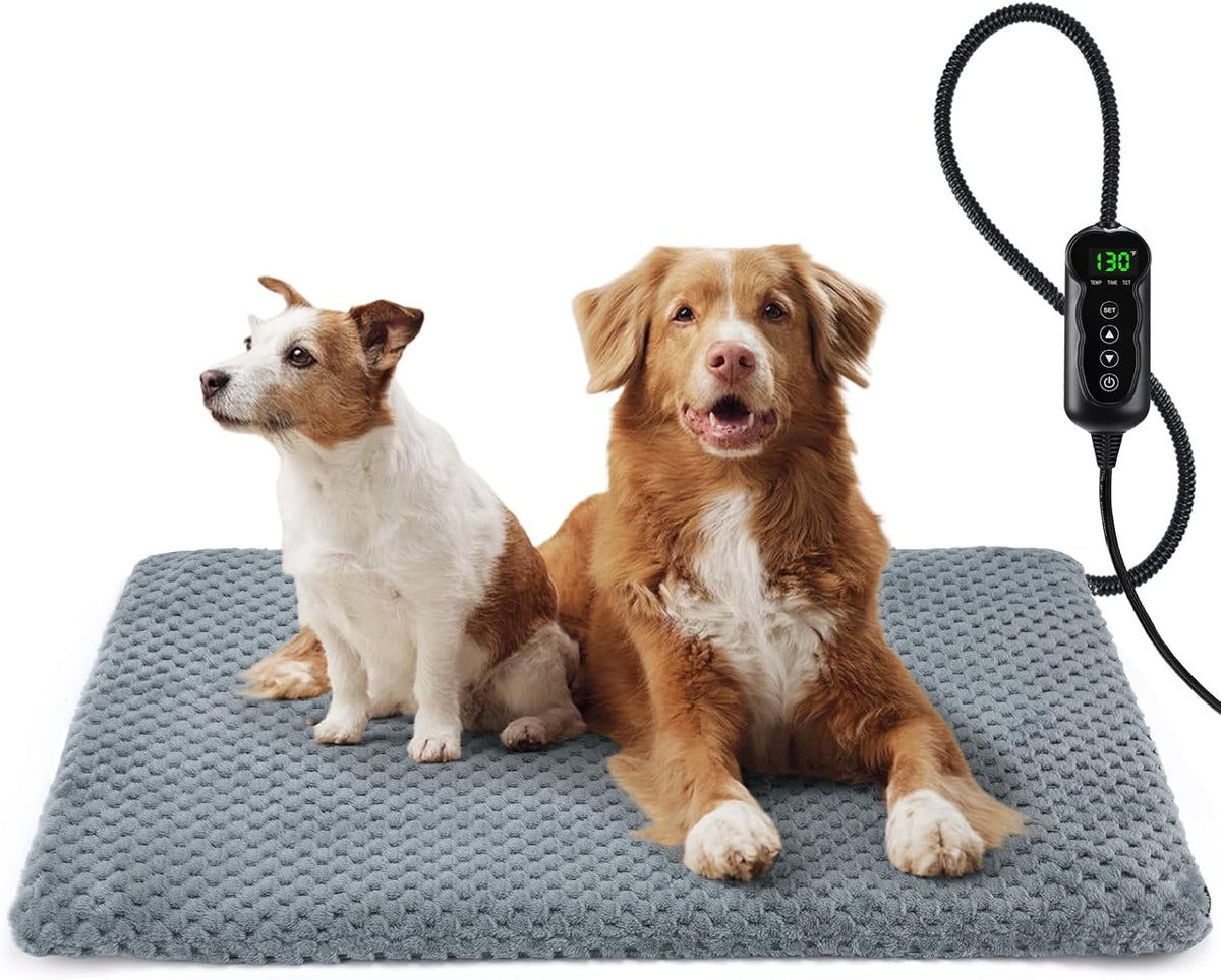 Heated Cat Bed, Waterproof Adjustable Temperature Dog Cat Heating Pad with Timer, Indoor Pet Heating Pad for Cats Dogs Electric Pads for Dogs Cats, Pet Heated Pad (S: 18" x 16")