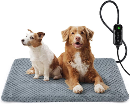 Heated Cat Bed, Waterproof Adjustable Temperature Dog Cat Heating Pad with Timer, Indoor Pet Heating Pad for Cats Dogs Electric Pads for Dogs Cats, Pet Heated Pad (S: 18" x 16")