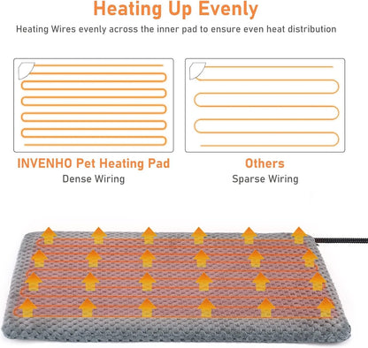 Heated Cat Bed, Waterproof Adjustable Temperature Dog Cat Heating Pad with Timer, Indoor Pet Heating Pad for Cats Dogs Electric Pads for Dogs Cats, Pet Heated Pad (S: 18" x 16")