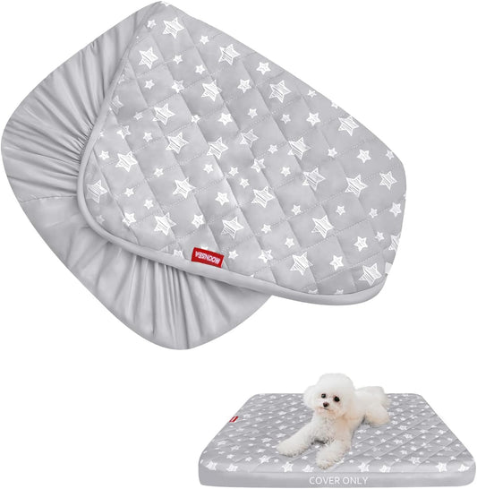 Waterproof Dog Bed Covers Replacement Lovely Grey Star Print, 27x36 Inches | Washable Pet Hair Easy to Remove, Noiseless Quilted Puppy Pet Bed Cover , for Dog/Cat, Cover Only