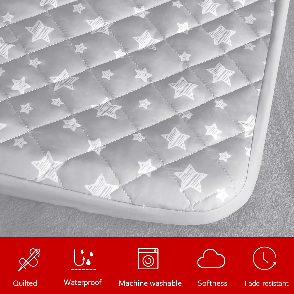 Waterproof Dog Bed Covers Replacement Lovely Grey Star Print, 27x36 Inches | Washable Pet Hair Easy to Remove, Noiseless Quilted Puppy Pet Bed Cover , for Dog/Cat, Cover Only