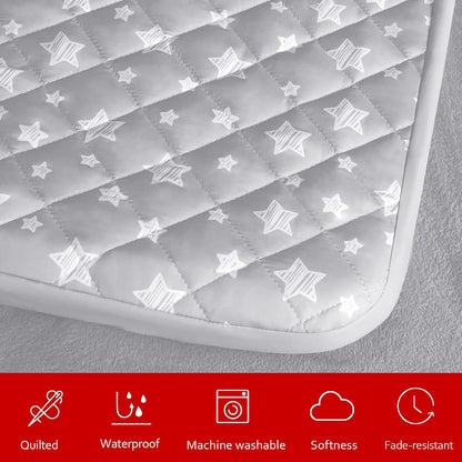 Waterproof Dog Bed Covers Replacement Lovely Grey Star Print, 27x36 Inches | Washable Pet Hair Easy to Remove, Noiseless Quilted Puppy Pet Bed Cover , for Dog/Cat, Cover Only