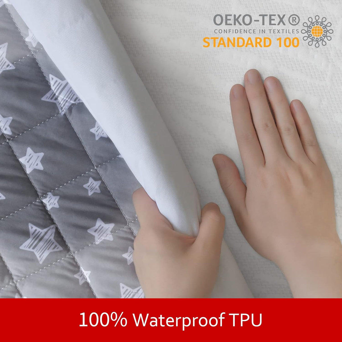 Waterproof Dog Bed Covers Replacement Lovely Grey Star Print, 27x36 Inches | Washable Pet Hair Easy to Remove, Noiseless Quilted Puppy Pet Bed Cover , for Dog/Cat, Cover Only