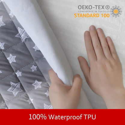 Waterproof Dog Bed Covers Replacement Lovely Grey Star Print, 27x36 Inches | Washable Pet Hair Easy to Remove, Noiseless Quilted Puppy Pet Bed Cover , for Dog/Cat, Cover Only
