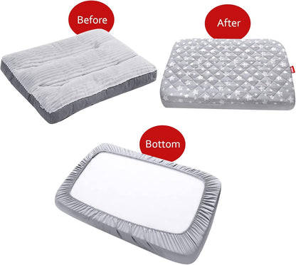 Waterproof Dog Bed Covers Replacement Lovely Grey Star Print, 27x36 Inches | Washable Pet Hair Easy to Remove, Noiseless Quilted Puppy Pet Bed Cover , for Dog/Cat, Cover Only