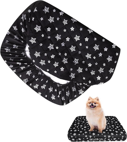 Waterproof Dog Bed Covers Replacement Lovely Grey Star Print, 27x36 Inches | Washable Pet Hair Easy to Remove, Noiseless Quilted Puppy Pet Bed Cover , for Dog/Cat, Cover Only