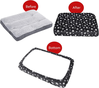 Waterproof Dog Bed Covers Replacement Lovely Grey Star Print, 27x36 Inches | Washable Pet Hair Easy to Remove, Noiseless Quilted Puppy Pet Bed Cover , for Dog/Cat, Cover Only