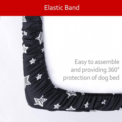 Waterproof Dog Bed Covers Replacement Lovely Grey Star Print, 27x36 Inches | Washable Pet Hair Easy to Remove, Noiseless Quilted Puppy Pet Bed Cover , for Dog/Cat, Cover Only