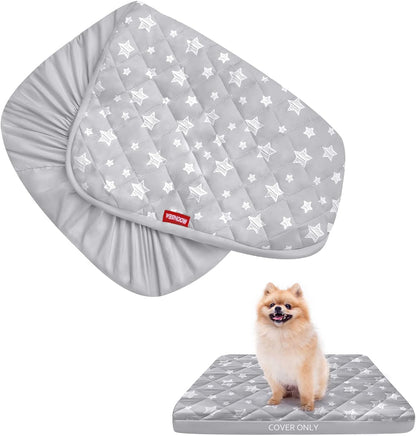 Waterproof Dog Bed Covers Replacement Lovely Grey Star Print, 27x36 Inches | Washable Pet Hair Easy to Remove, Noiseless Quilted Puppy Pet Bed Cover , for Dog/Cat, Cover Only