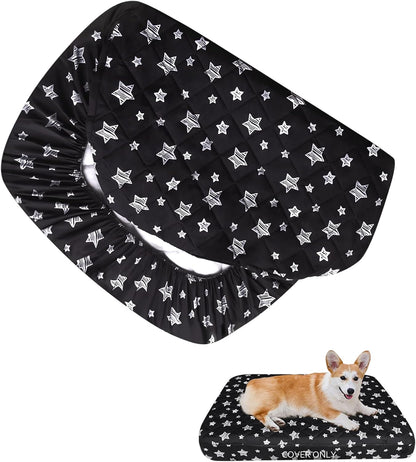 Waterproof Dog Bed Covers Replacement Lovely Grey Star Print, 27x36 Inches | Washable Pet Hair Easy to Remove, Noiseless Quilted Puppy Pet Bed Cover , for Dog/Cat, Cover Only