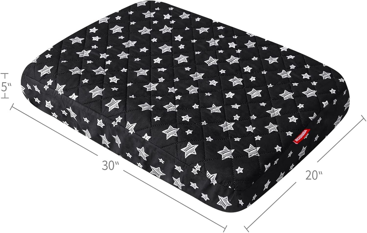 Waterproof Dog Bed Covers Replacement Lovely Grey Star Print, 27x36 Inches | Washable Pet Hair Easy to Remove, Noiseless Quilted Puppy Pet Bed Cover , for Dog/Cat, Cover Only
