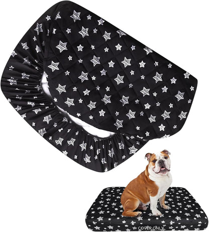 Waterproof Dog Bed Covers Replacement Lovely Grey Star Print, 27x36 Inches | Washable Pet Hair Easy to Remove, Noiseless Quilted Puppy Pet Bed Cover , for Dog/Cat, Cover Only
