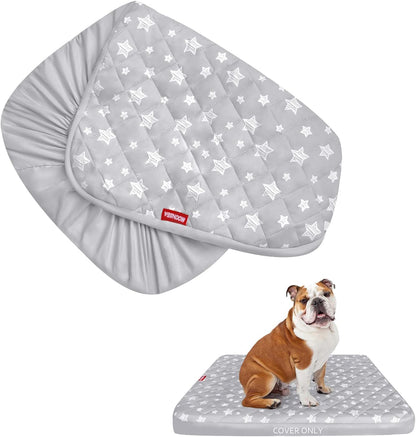 Waterproof Dog Bed Covers Replacement Lovely Grey Star Print, 27x36 Inches | Washable Pet Hair Easy to Remove, Noiseless Quilted Puppy Pet Bed Cover , for Dog/Cat, Cover Only