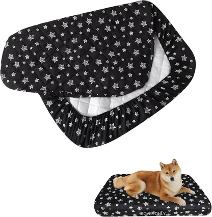 Waterproof Dog Bed Covers Replacement Lovely Grey Star Print, 27x36 Inches | Washable Pet Hair Easy to Remove, Noiseless Quilted Puppy Pet Bed Cover , for Dog/Cat, Cover Only