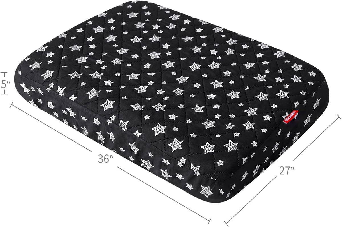 Waterproof Dog Bed Covers Replacement Lovely Grey Star Print, 27x36 Inches | Washable Pet Hair Easy to Remove, Noiseless Quilted Puppy Pet Bed Cover , for Dog/Cat, Cover Only