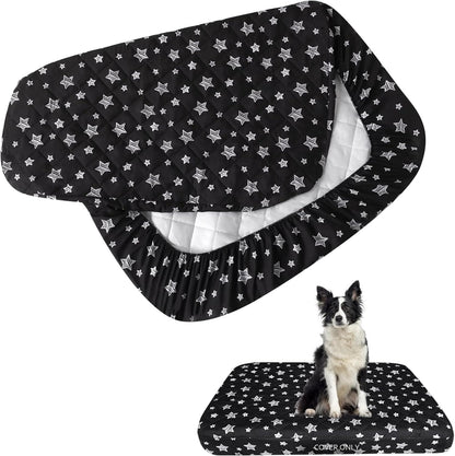 Waterproof Dog Bed Covers Replacement Lovely Grey Star Print, 27x36 Inches | Washable Pet Hair Easy to Remove, Noiseless Quilted Puppy Pet Bed Cover , for Dog/Cat, Cover Only