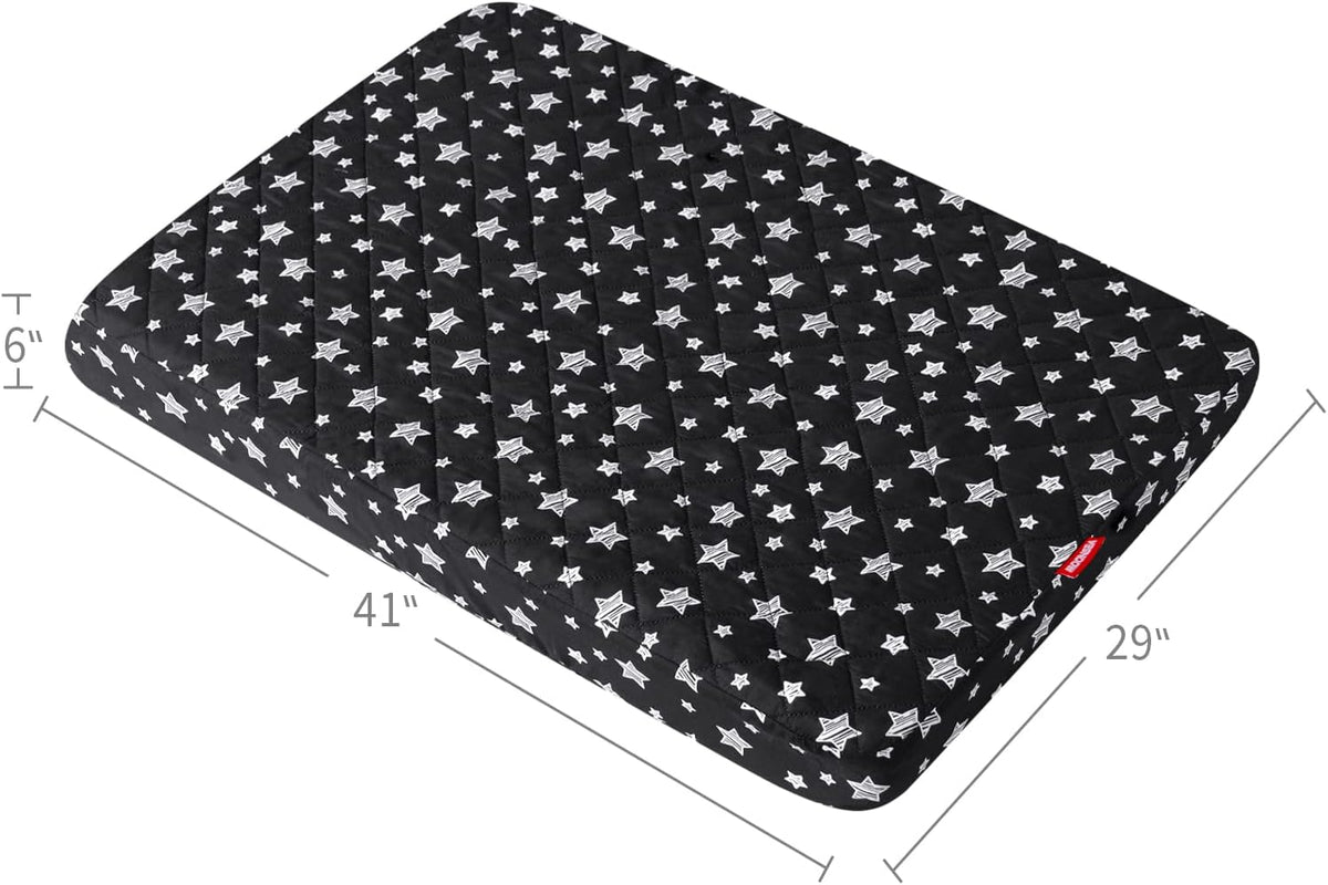Waterproof Dog Bed Covers Replacement Lovely Grey Star Print, 27x36 Inches | Washable Pet Hair Easy to Remove, Noiseless Quilted Puppy Pet Bed Cover , for Dog/Cat, Cover Only