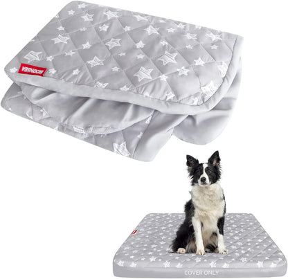 Waterproof Dog Bed Covers Replacement Lovely Grey Star Print, 27x36 Inches | Washable Pet Hair Easy to Remove, Noiseless Quilted Puppy Pet Bed Cover , for Dog/Cat, Cover Only