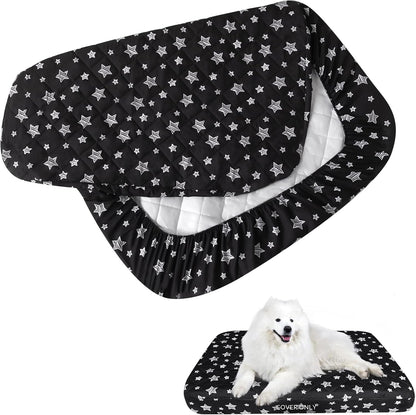 Waterproof Dog Bed Covers Replacement Lovely Grey Star Print, 27x36 Inches | Washable Pet Hair Easy to Remove, Noiseless Quilted Puppy Pet Bed Cover , for Dog/Cat, Cover Only