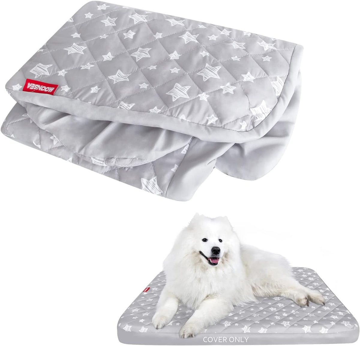 Waterproof Dog Bed Covers Replacement Lovely Grey Star Print, 27x36 Inches | Washable Pet Hair Easy to Remove, Noiseless Quilted Puppy Pet Bed Cover , for Dog/Cat, Cover Only