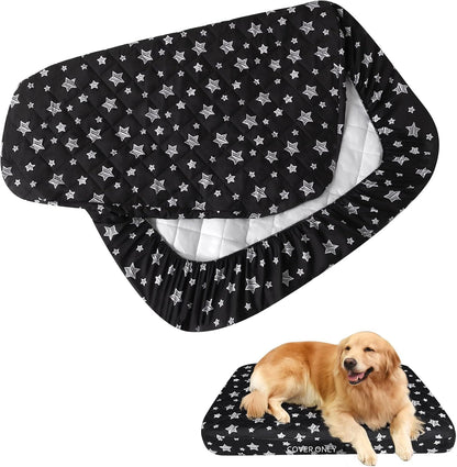 Waterproof Dog Bed Covers Replacement Lovely Grey Star Print, 27x36 Inches | Washable Pet Hair Easy to Remove, Noiseless Quilted Puppy Pet Bed Cover , for Dog/Cat, Cover Only