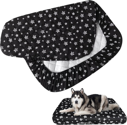 Waterproof Dog Bed Covers Replacement Lovely Grey Star Print, 27x36 Inches | Washable Pet Hair Easy to Remove, Noiseless Quilted Puppy Pet Bed Cover , for Dog/Cat, Cover Only