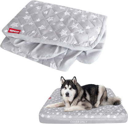 Waterproof Dog Bed Covers Replacement Lovely Grey Star Print, 27x36 Inches | Washable Pet Hair Easy to Remove, Noiseless Quilted Puppy Pet Bed Cover , for Dog/Cat, Cover Only