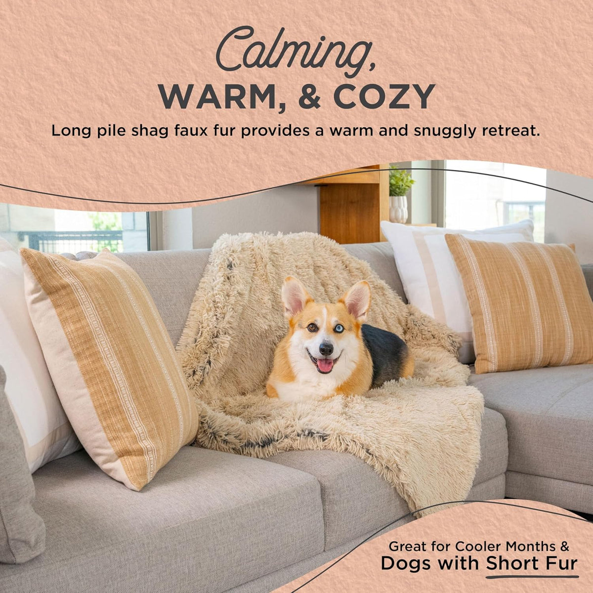 Dog Blanket, Shag Faux Fur, Taupe, 30" x 40"