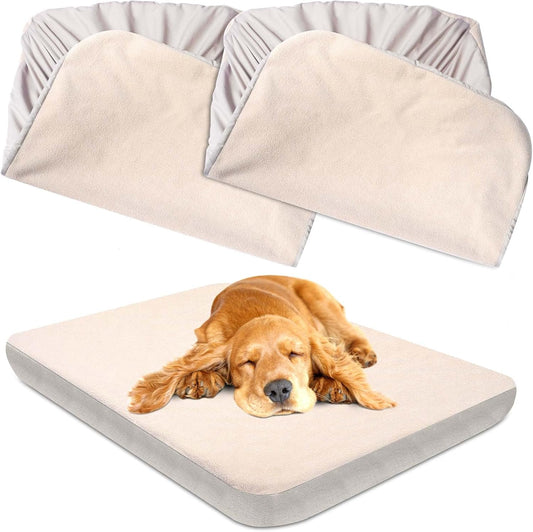 Dog Bed Covers Replacement Washable 100% Waterproof Dog Bed Sheets, Soft & Noiseless Pet Bed Cover, 2 Pack, 42" x 28" Blue