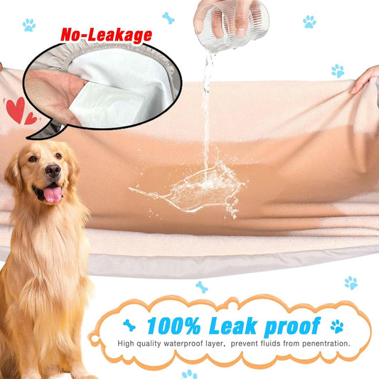 Dog Bed Covers Replacement Washable 100% Waterproof Dog Bed Sheets, Soft & Noiseless Pet Bed Cover, 2 Pack, 42" x 28" Blue