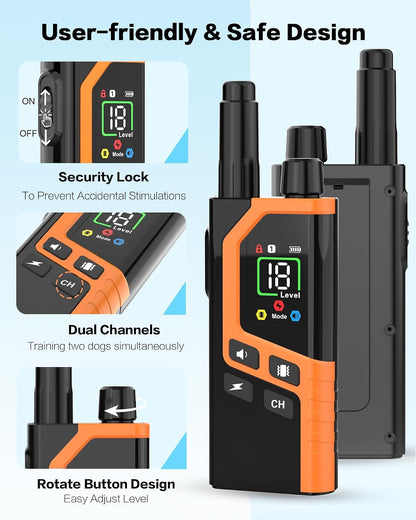 Dog Shock Collar, 3300FT Dog Training Collar with Remote for 10-120lbs Dogs