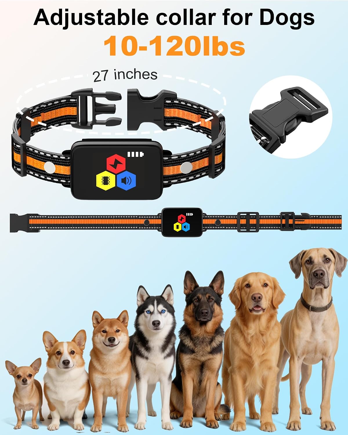 Dog Shock Collar, 3300FT Dog Training Collar with Remote for 10-120lbs Dogs