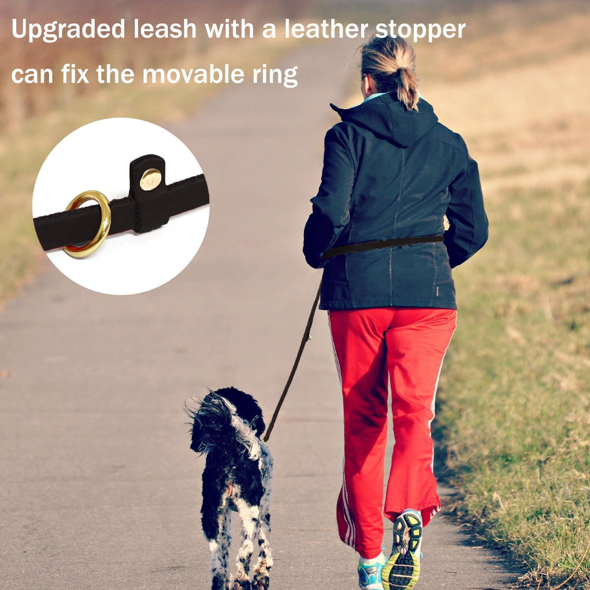 Multi Function Leather Dog Leash 8ft Genuine Leather Leash for Dogs Hands Free Pet Leashes Double Ended Pet Training Leashes for Small Medium Large Dogs