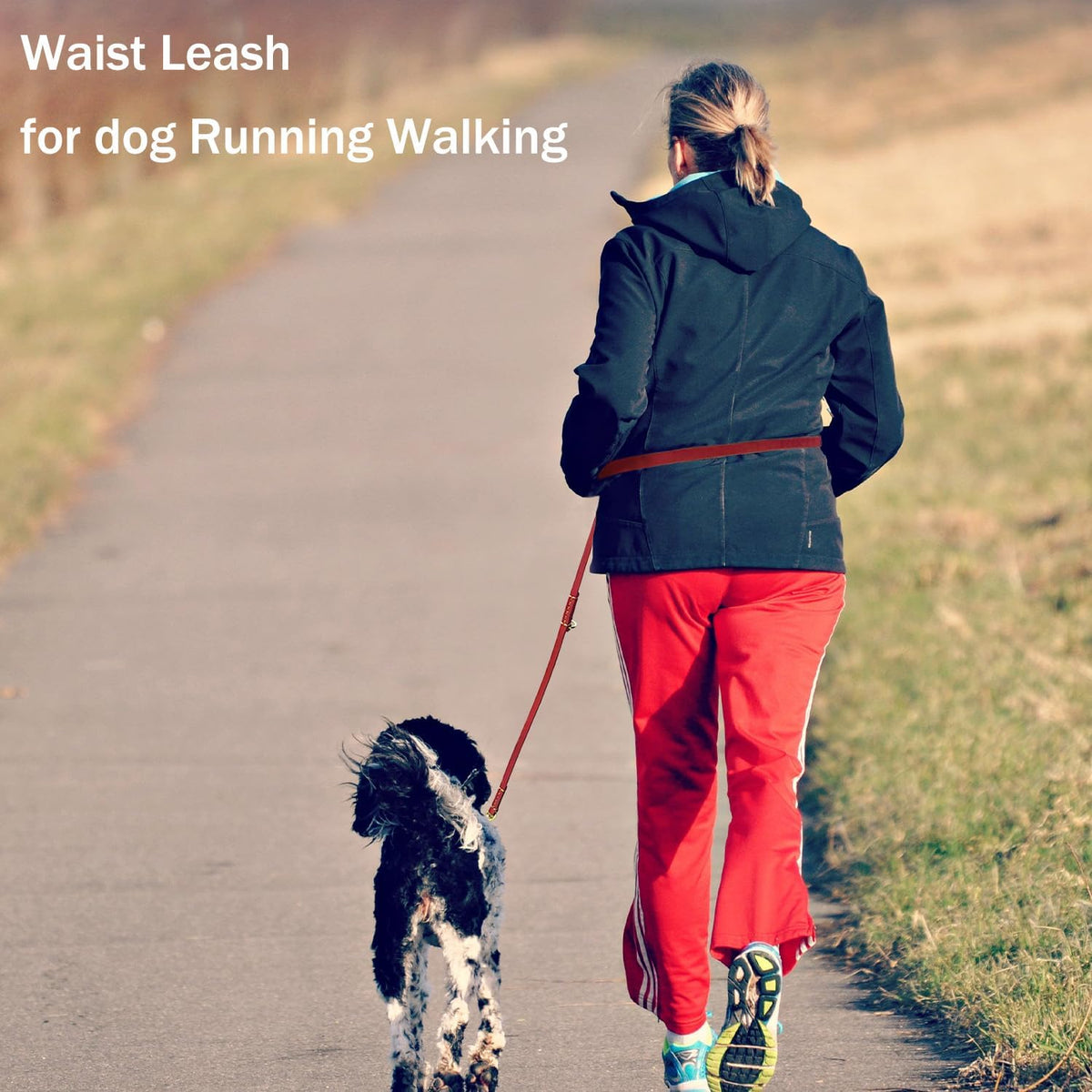 Multi Function Leather Dog Leash 8ft Genuine Leather Leash for Dogs Hands Free Pet Leashes Double Ended Pet Training Leashes for Small Medium Large Dogs