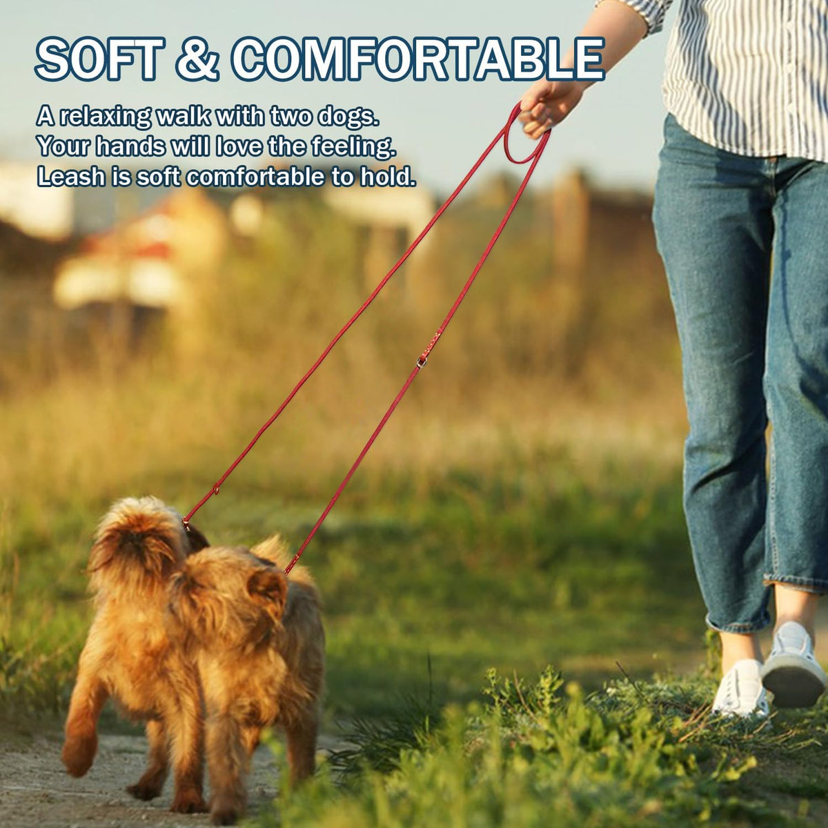 Multi Function Leather Dog Leash 8ft Genuine Leather Leash for Dogs Hands Free Pet Leashes Double Ended Pet Training Leashes for Small Medium Large Dogs