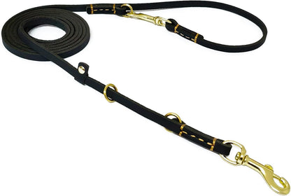 Multi Function Leather Dog Leash 8ft Genuine Leather Leash for Dogs Hands Free Pet Leashes Double Ended Pet Training Leashes for Small Medium Large Dogs