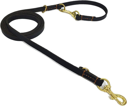 Multi Function Leather Dog Leash 8ft Genuine Leather Leash for Dogs Hands Free Pet Leashes Double Ended Pet Training Leashes for Small Medium Large Dogs