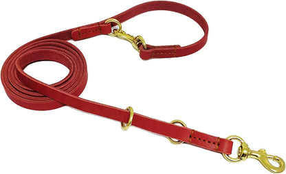 Multi Function Leather Dog Leash 8ft Genuine Leather Leash for Dogs Hands Free Pet Leashes Double Ended Pet Training Leashes for Small Medium Large Dogs