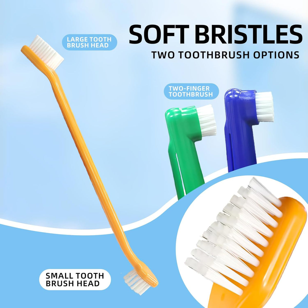 Dog Toothbrush and Toothpaste Kit Vanilla Dog Toothpaste(70g) | Nylon Bristle,Double-Head Dog Toothbrush,Dog Finger Toothbrush,Puppy Tooth Brushing Kit,Pet Dental Care Kit for Dogs