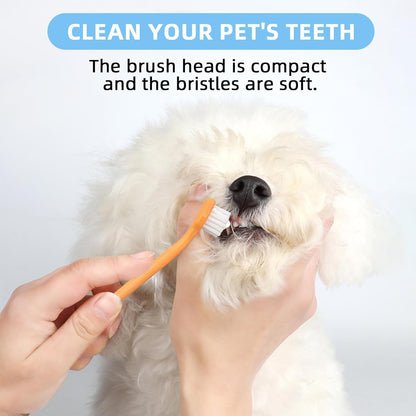 Dog Toothbrush and Toothpaste Kit Vanilla Dog Toothpaste(70g) | Nylon Bristle,Double-Head Dog Toothbrush,Dog Finger Toothbrush,Puppy Tooth Brushing Kit,Pet Dental Care Kit for Dogs