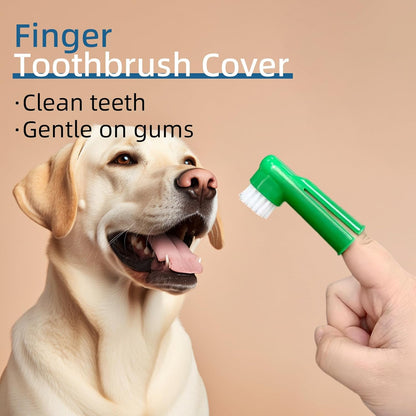 Dog Toothbrush and Toothpaste Kit Vanilla Dog Toothpaste(70g) | Nylon Bristle,Double-Head Dog Toothbrush,Dog Finger Toothbrush,Puppy Tooth Brushing Kit,Pet Dental Care Kit for Dogs