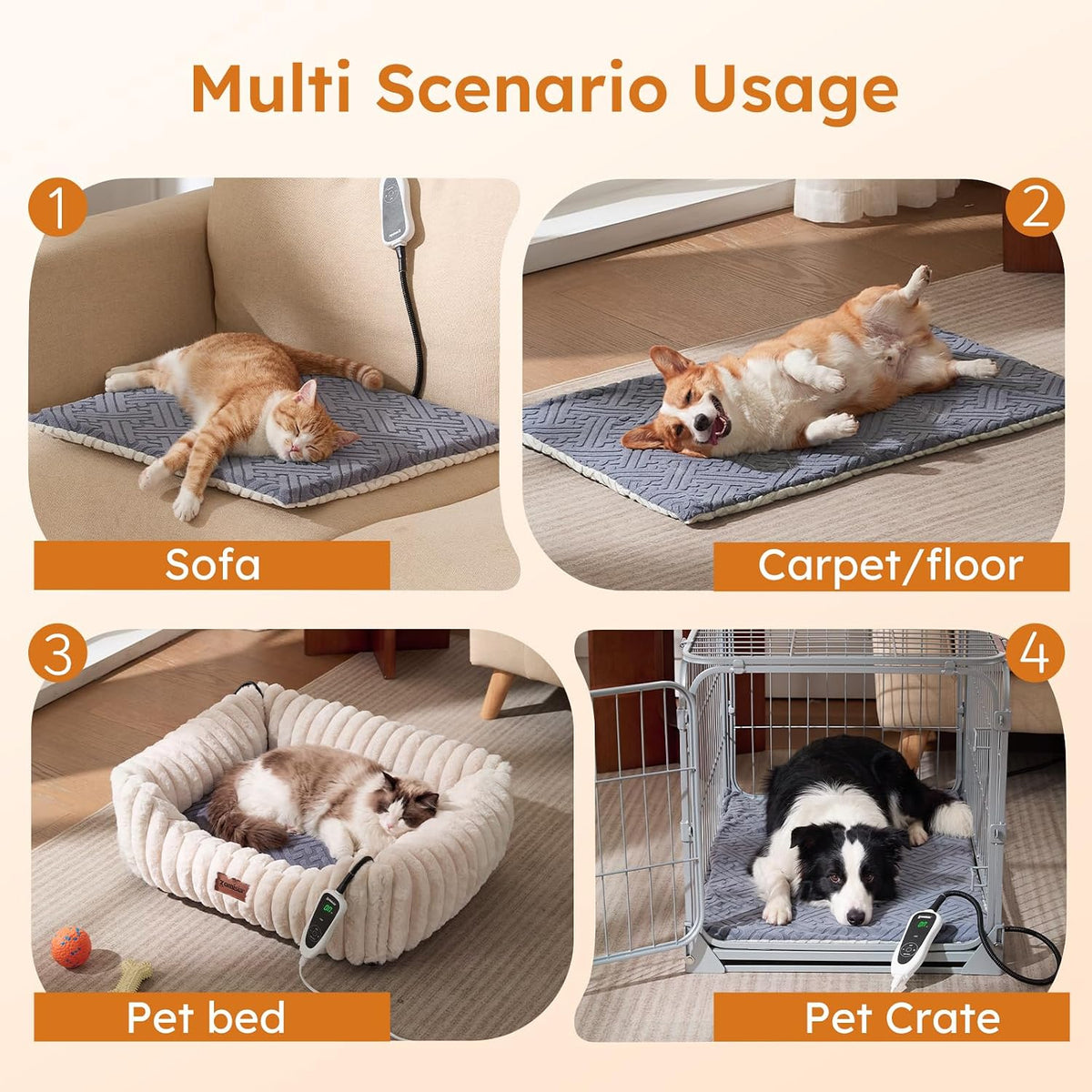 Dog Heating Pad Medium, Heated Dog Bed, 11 Temp & 25 Timer Settings